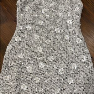 Lucy Paris Gray Sequin Tweed Strapless Dress | Size Small | NWT
